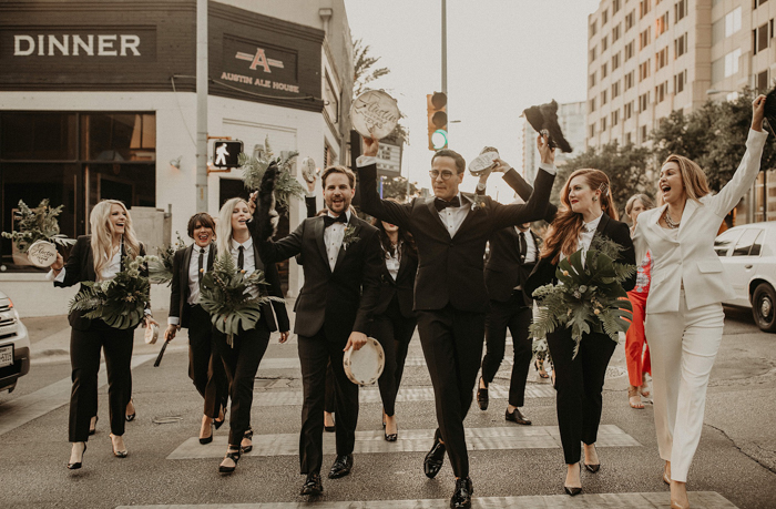 wedding party in the street