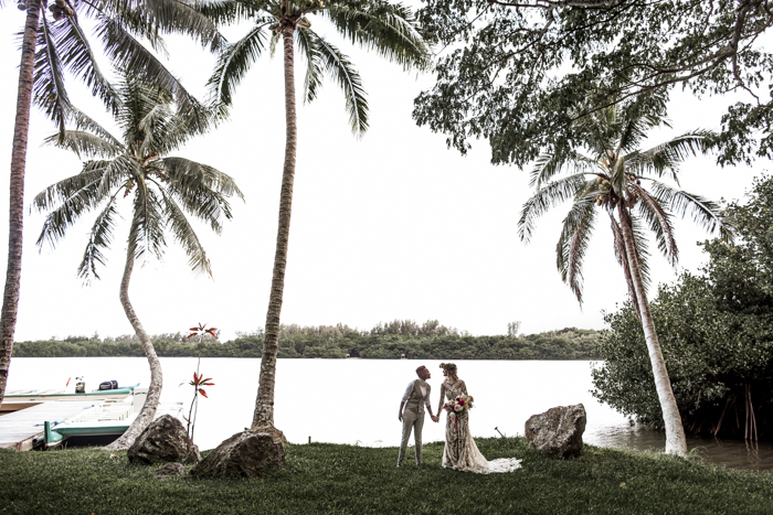 Micro Wedding couple near water